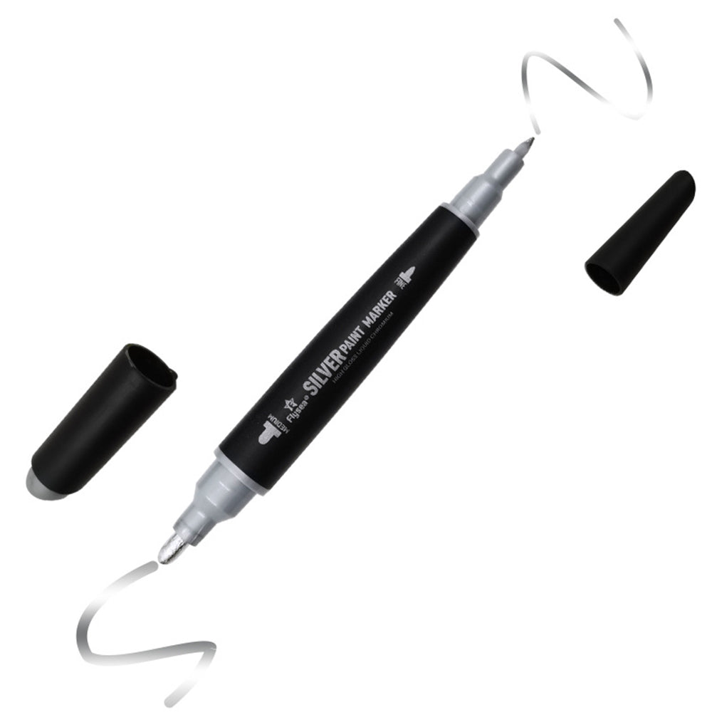 FLYSEA FS-747 Silver Marker Pen 3.0mm 0.7mm Dual Tips Paint Pen for Glass Pebble Plastic FLYSEA FS-747 Silver Marker Pen 3.0mm 0.7mm Dual Tips Paint Pen for Glass Pebble Plastic